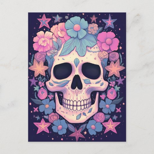 Floral Skull Postkarte (Vorderseite)