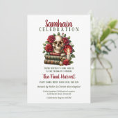 Floral Skull Samhain Harvest Halloween-Party Einladung (Stehend Vorderseite)