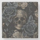 Floral Skull Stone Untersetzer (Vorderseite)