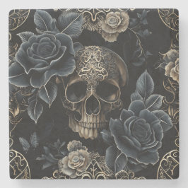 Floral Skull Stone Untersetzer