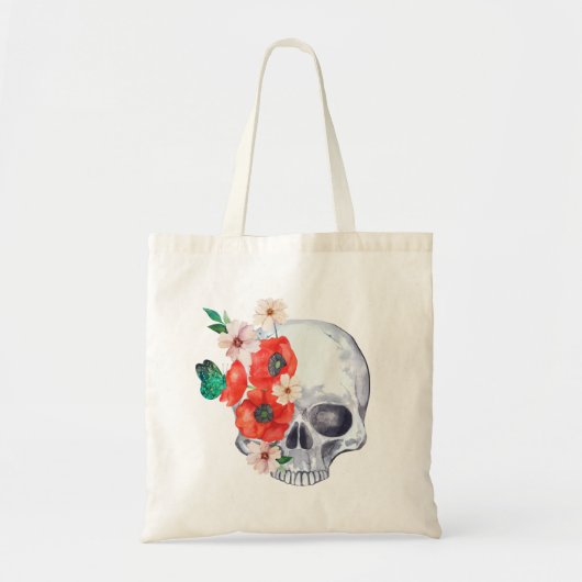 Floral Skull Tote Bag Tragetasche (Vorne)