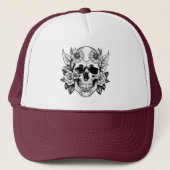 Floral Skull Trucker Hat Truckerkappe (Vorderseite)