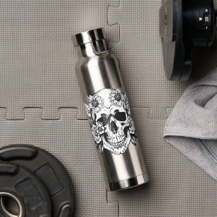 Floral Skull Wasser Flasche