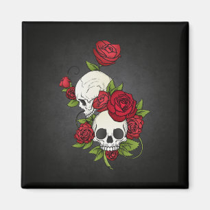 Floral Skulls Dia de los Muertos Magnet