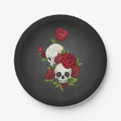 Floral Skulls Dia de los Muertos | Papierteller (Vorderseite)