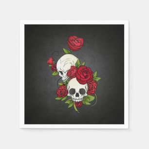 Floral Skulls Dia de los Muertos   Serviette