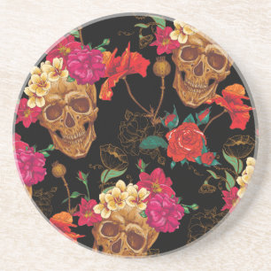floral Skulls Getränkeuntersetzer