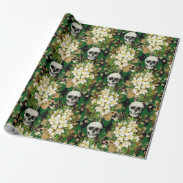 Floral & Skulls Gothic Grunge Weihnachtsmuster Geschenkpapier