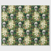 Floral & Skulls Gothic Grunge Weihnachtsmuster Geschenkpapier (Flach)