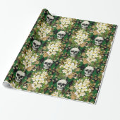 Floral & Skulls Gothic Grunge Weihnachtsmuster Geschenkpapier (Ungerollt)