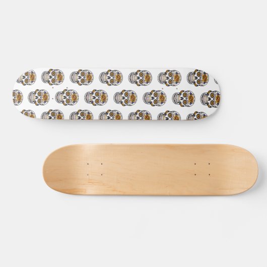 Floral Skulls Musterskateboard Skateboard (Horizontal)