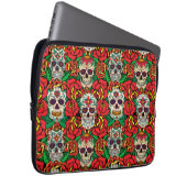 Floral Skulls Pattern Laptopschutzhülle (Vorne Rechts)