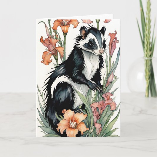 Floral Skunk Fumes Skunky Art Skunks Blume Karte (Vorderseite)