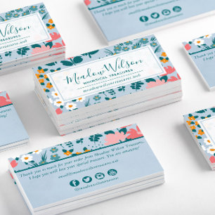 Floral Sky Blue Visitenkarte