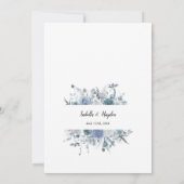 Floral Slate Dusty Boho Pastel Blue Pampas Wedding Einladung (Rückseite)