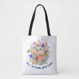 Floral & Slogan Graphic Tasche