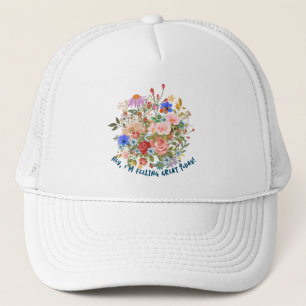 Floral & Slogan Graphic Trucker Hat Truckerkappe