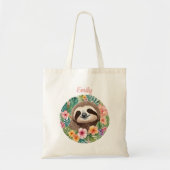 Floral Sloth Tote Bag Tragetasche (Vorne)