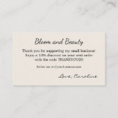 Floral Small Business Thank You Visitenkarte (Rückseite)