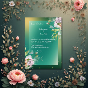 Floral smaragdgrün indische Rose Hochzeit invita Einladung