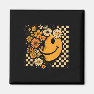 Floral Smile Face Halloween Spooky Vibes Women T-S Magnet