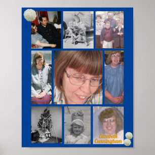 Floral Snowballs Loving Memory 9 Foto Memorial Poster