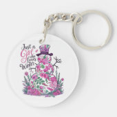 Floral Snowman : Nur ein Mädchen, das Liebe gewinn Schlüsselanhänger (Rückseite)