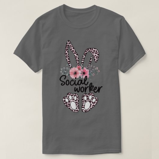 Floral Social Worker Oaster Bunny Social Worker Ea T-Shirt (Design vorne)