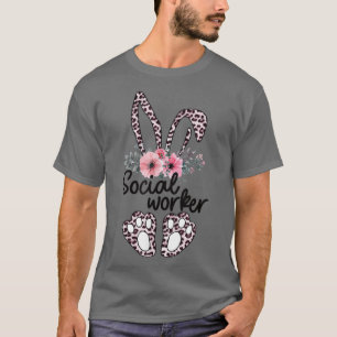 Floral Social Worker Oaster Bunny Social Worker Ea T-Shirt