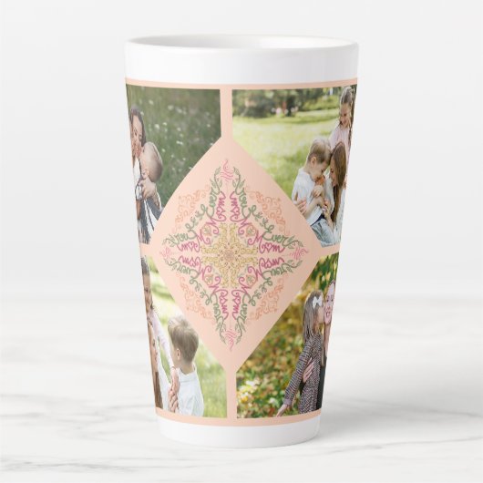 Floral Soft peach kaleidoscopic Script Best Mom  Milchtasse (Vorderseite)
