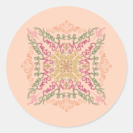 Floral Soft peach kaleidoscopic Script Best Mom  Runder Aufkleber