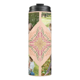 Floral Soft peach kaleidoscopic Script Best Mom  Thermosbecher