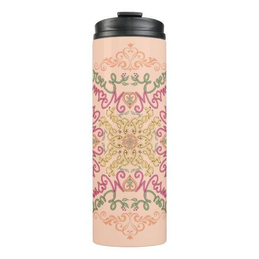 Floral Soft peach kaleidoscopic Script Best Mom  Thermosbecher (Vorderseite)