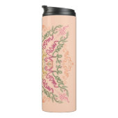 Floral Soft peach kaleidoscopic Script Best Mom  Thermosbecher (Nach rechts gedreht)