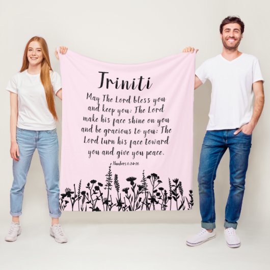 Floral Soft Pink Custom Baby Name Segen Gebet Fleecedecke (Beispiel)