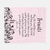 Floral Soft Pink Custom Baby Name Segen Gebet Fleecedecke (Vorderseite (Horizontal))