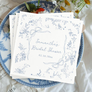 Floral Something Blue Bow Brautparty Serviette