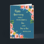 Floral Son & Son in Law Wedding Jubiläum Karte<br><div class="desc">Glückliche Hochzeitskarte für Sohn und Sohn im Jura mit wunderschönen Aquarellfarben Vintage Blume und sentimentaler Vers.</div>