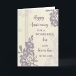 Floral Son & Son in Law Wedding Jubiläum Karte<br><div class="desc">Happy Hochzeitstag Karte für Sohn und Sohn im Gesetz mit schönen Vintagen violetten Blumen,  und sentimental Vers.</div>