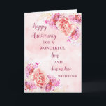 Floral Son & Son in Law Wedding Jubiläum Karte<br><div class="desc">Glückliche Hochzeitskarte für Sohn und Sohn im Jura mit wunderschönen Aquarellfarben Vintage Blume und sentimentaler Vers.</div>