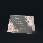 Floral Son & Son in Law Wedding Jubiläum Karte<br><div class="desc">Glückliche Hochzeitskarte für Jung und Sohn im Jura mit eleganten,  rot-rosa Aquarell-Blume und Chalkboard-Hintergrund und Herz-Filz Vers.</div>