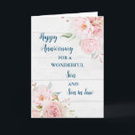 Floral Son & Son in Law Wedding Jubiläum Karte<br><div class="desc">Glückliche Hochzeitskarte für Jung und Sohn im Jura mit wunderschönen Aquarell Vintagen Blume,  rustikalem Holz und sentimentalem Vers.</div>