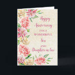 Floral Son & Tochter im Jura Hochzeitstag Karte<br><div class="desc">Glückliche Hochzeitskarte für Sohn und Tochter im Jura mit wunderschönen Aquarellfarben Vintage Blume,  rustikalen Einbrüchen und sentimentalem Vers.</div>