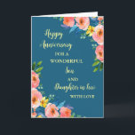 Floral Son & Tochter im Jura Hochzeitstag Karte<br><div class="desc">Glückliche Hochzeitskarte für Sohn und Tochter im Gesetz mit schönen Aquarellfarben Vintage Blume und sentimentale Vers.</div>