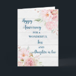 Floral Son & Tochter im Jura Hochzeitstag Karte<br><div class="desc">Glückliche Hochzeitskarte für Jung und Junge mit wunderschönen Aquarell Vintagen Blume,  rustikalem Holz und sentimentalem Vers.</div>