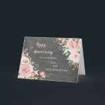 Floral Son & Tochter im Jura Hochzeitstag Karte<br><div class="desc">Glückliche Hochzeitskarte für Sohn und Tochter im Gesetz mit eleganten,  rot-rosa Aquarell-Blume und Chalkboard-Hintergrund und Herz-Filz Vers.</div>