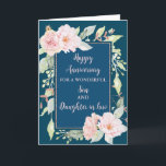 Floral Son & Tochter im Jura Hochzeitstag Karte<br><div class="desc">Glückliche Hochzeitskarte für Sohn und Tochter im Gesetz mit schönen Vintagen rosa Aquarellfarben-Blume und sentimentalem Vers.</div>