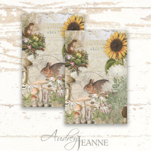 Floral Sonnenblume Daisy Rabbit Ephemera Decoupage Seidenpapier