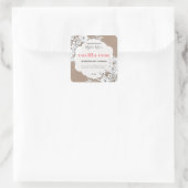 Floral Soy Label mit weißer Kraft Quadratischer Aufkleber (Tasche)
