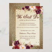 Floral Sparkle Gold Neujahrstag Einladung (Vorne/Hinten)